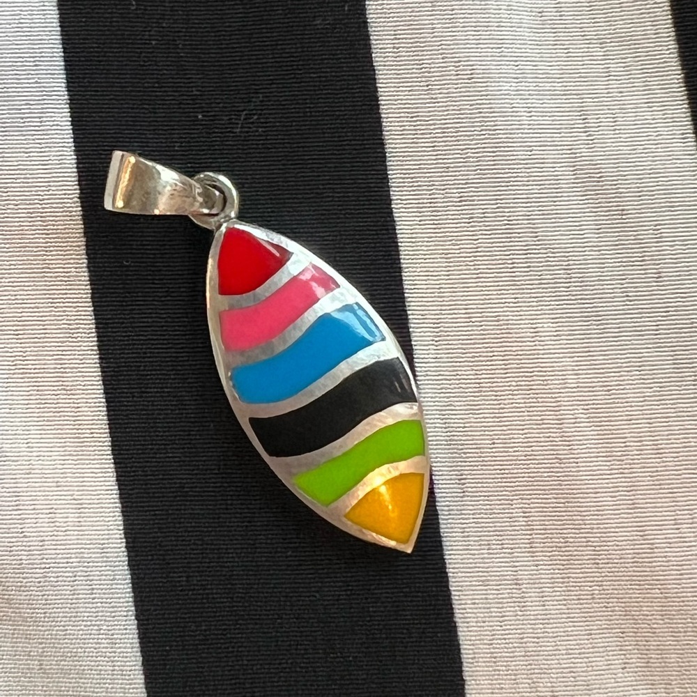 925 silver pendant with rainbow enamel